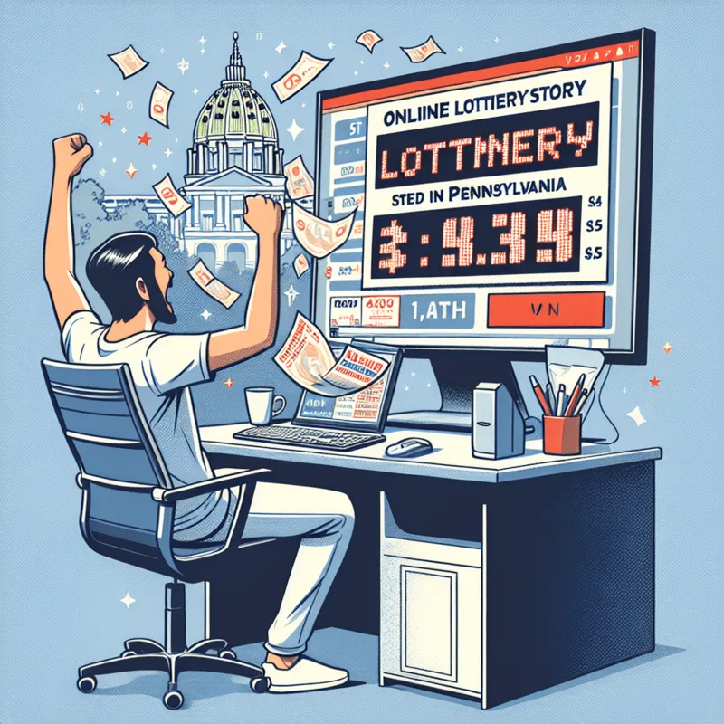 Pennsylvania online lottery winner celebrating in front of Pocket-Gaming app